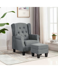 Fauteuil avec repose-pied Gris clair Tissu | Mobilier & Déco