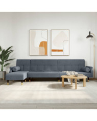 Canapé-lit en forme de L gris 271x140x70 cm velours | Mobilier & Déco