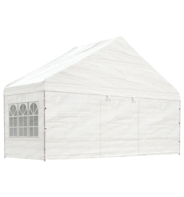 Belvédère avec toit blanc 5,88x2,23x3,75 m polyéthylène | Mobilier & Déco