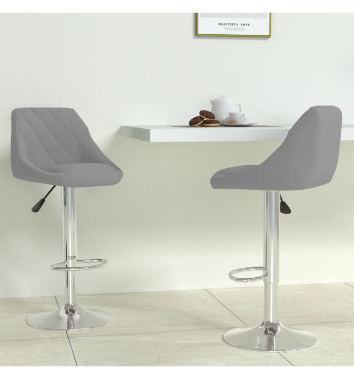 Tabourets de bar lot de 2 gris clair velours | Mobilier & Déco