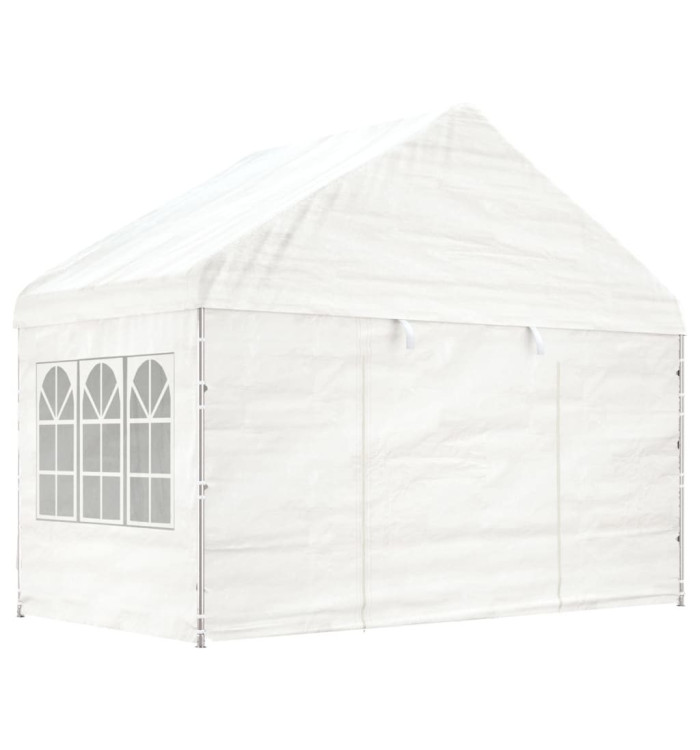 Belvédère avec toit blanc 4,08x2,23x3,22 m polyéthylène | Mobilier & Déco