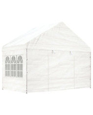 Belvédère avec toit blanc 4,08x2,23x3,22 m polyéthylène | Mobilier & Déco