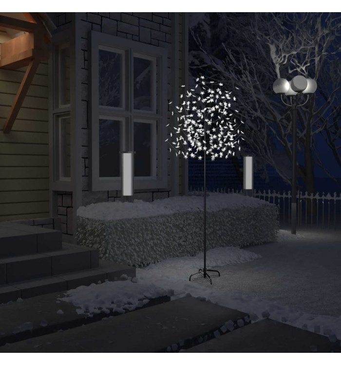 Sapin de Noël 220 LED blanc froid Cerisier en fleurs 220 cm | Mobilier & Déco