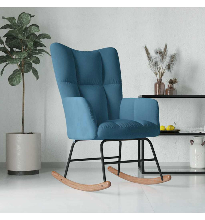 Chaise à bascule Bleu Velours | Mobilier & Déco