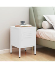 Table de chevet Blanc 35x35x51 cm Acier | Mobilier & Déco
