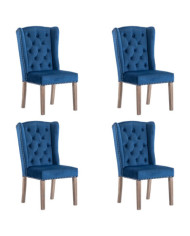 Chaises à manger lot de 4 Bleu Velours | Mobilier & Déco