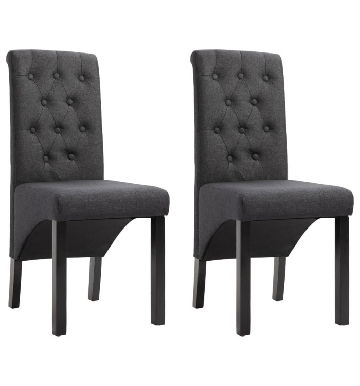 Chaises à manger lot de 2 gris foncé tissu | Mobilier & Déco