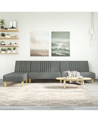 Canapé-lit en forme de L gris foncé 255x140x70 cm tissu | Mobilier & Déco