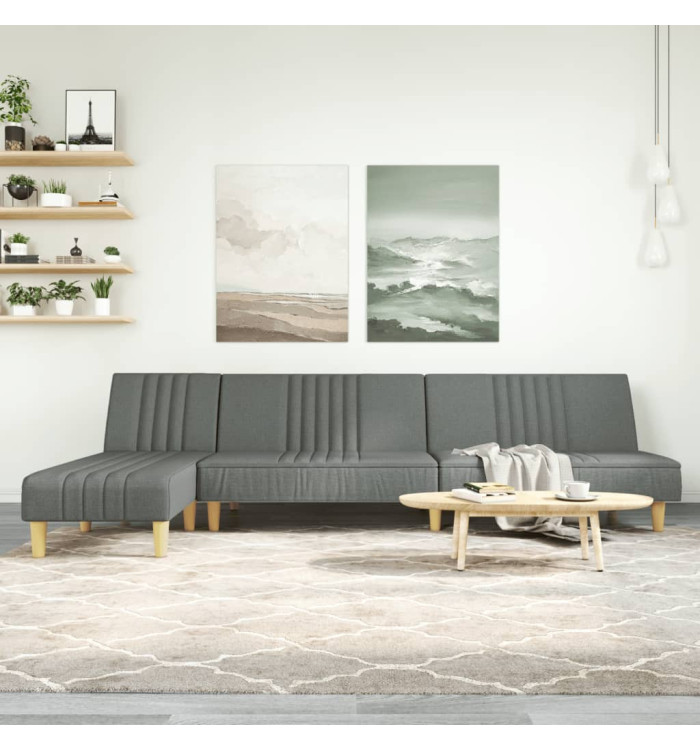 Canapé-lit en forme de L gris foncé 255x140x70 cm tissu | Mobilier & Déco
