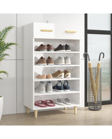 Armoire à chaussure Blanc brillant 60x35x105 cm Bois ingénierie | Mobilier & Déco