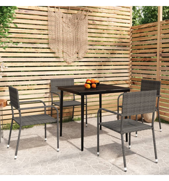 Ensemble à manger de jardin 5 pcs Gris | Mobilier & Déco