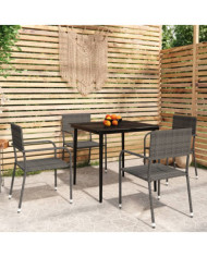 Ensemble à manger de jardin 5 pcs Gris | Mobilier & Déco