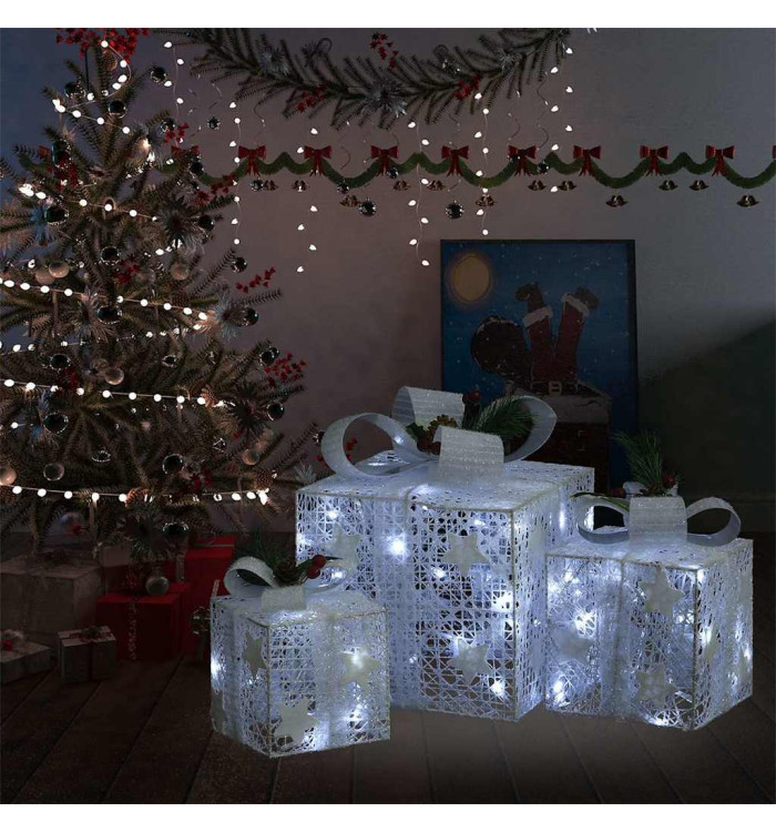 Boîtes-cadeaux de Noël décoratives 3 pcs Extérieur Intérieur | Mobilier & Déco