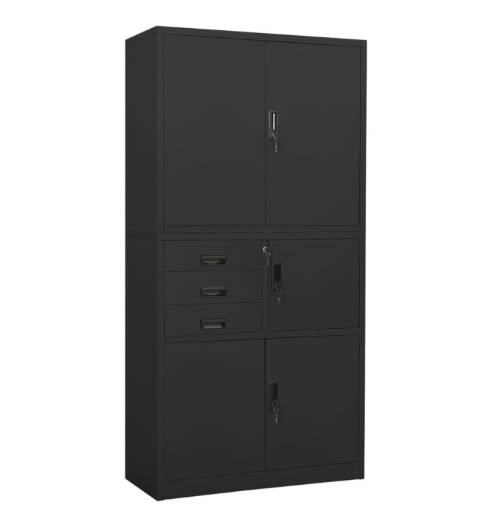 Armoire de bureau Anthracite 90x40x180 cm Acier | Mobilier & Déco