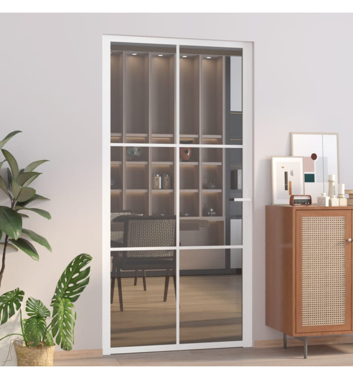 Porte intérieure 102,5x201,5 cm Blanc Verre ESG et aluminium | Mobilier & Déco