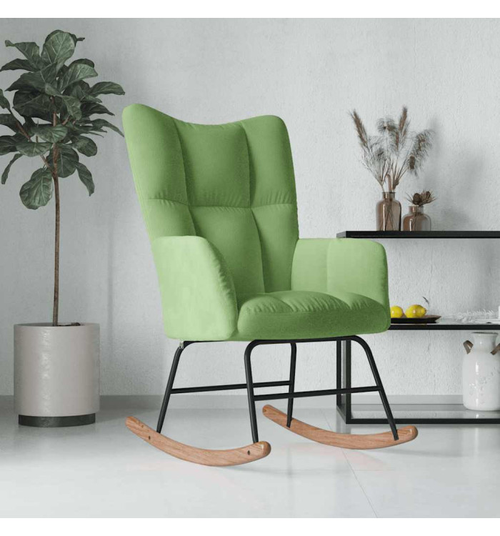 Chaise à bascule Vert clair Velours | Mobilier & Déco