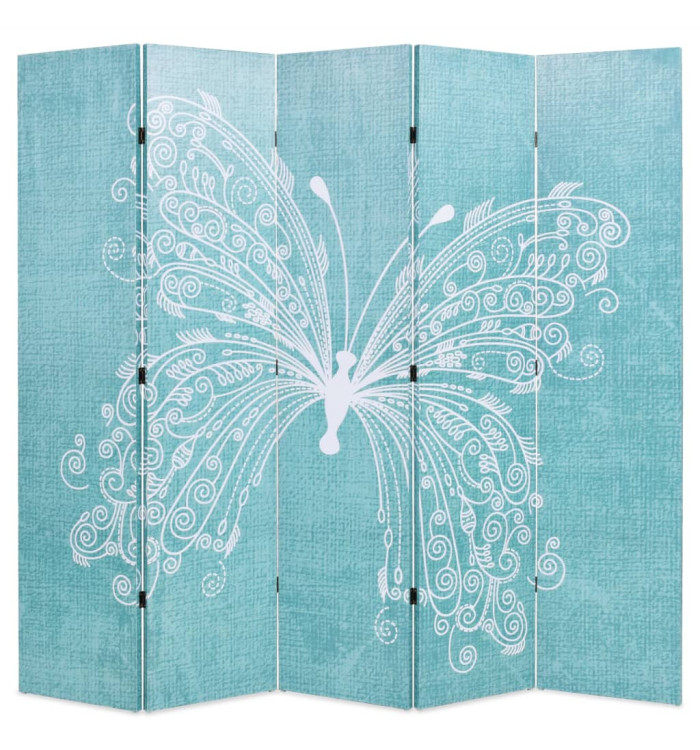 Cloison de séparation pliable 200 x 170 cm Papillon Bleu | Mobilier & Déco