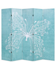 Cloison de séparation pliable 200 x 170 cm Papillon Bleu | Mobilier & Déco