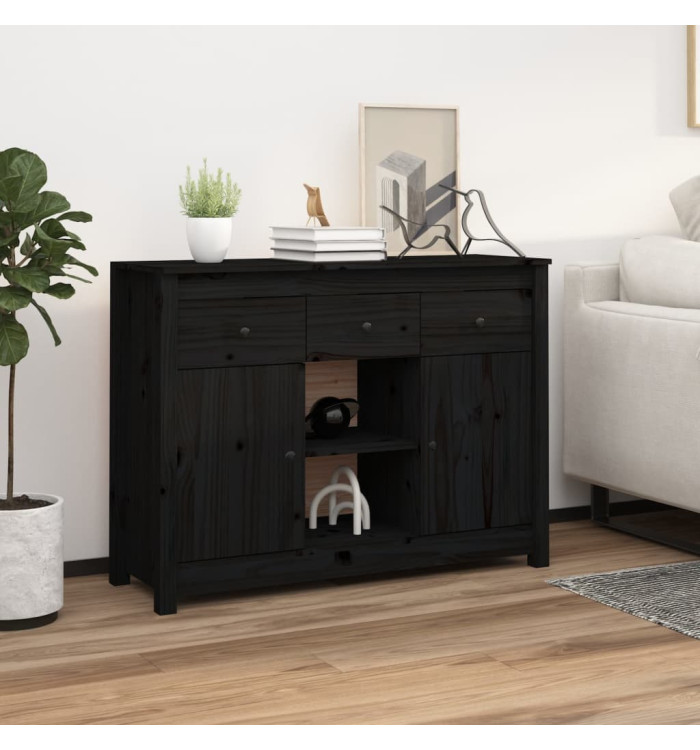 Buffet Noir 100x35x74,5 cm Bois massif de pin | Mobilier & Déco