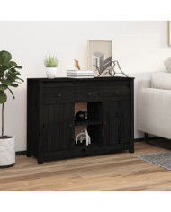 Buffet Noir 100x35x74,5 cm Bois massif de pin | Mobilier & Déco