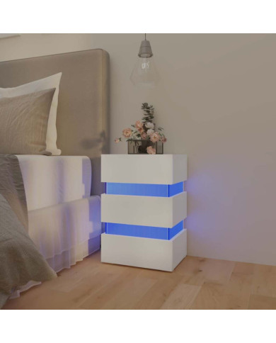 Table de chevet à LED blanc 45x35x67 cm bois d'ingénierie | Mobilier & Déco