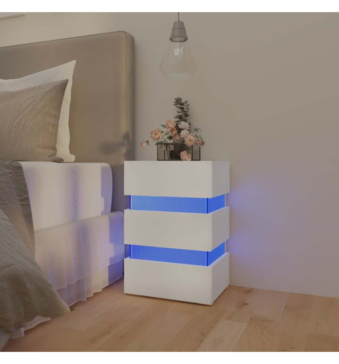 Table de chevet à LED blanc 45x35x67 cm bois d'ingénierie | Mobilier & Déco