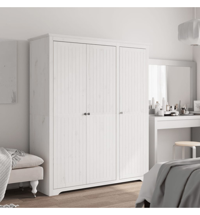 Garde-robe BODO blanc 146x53,5x173 cm bois massif de pin | Mobilier & Déco