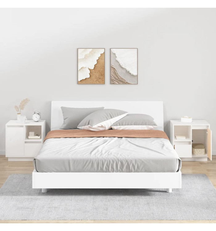 Tables de chevet 2 pcs Blanc 50x34x50 cm Bois de pin massif | Mobilier & Déco