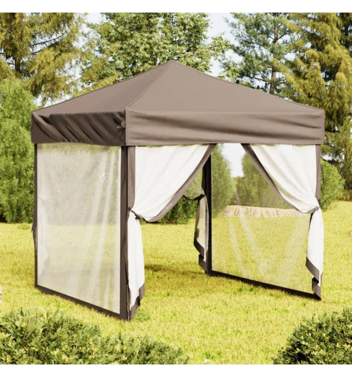Tente de réception pliable avec parois Taupe 2x2 m | Mobilier & Déco