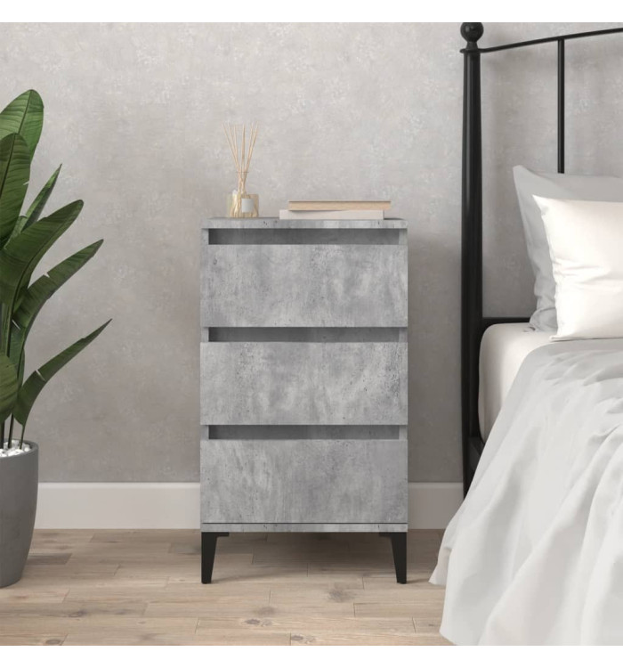 Table de chevet gris béton 40x35x70 cm bois d'ingénierie | Mobilier & Déco