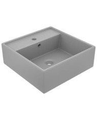 Lavabo carré à trop-plein Gris clair mat 41x41 cm Céramique | Mobilier & Déco