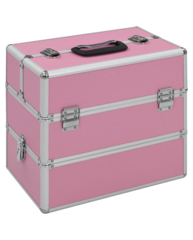 Mallette à maquillage 37x24x35 cm Rose Aluminium | Mobilier & Déco