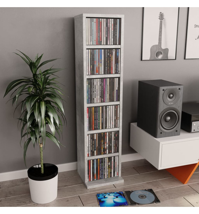 Armoire à CD Gris béton 21x20x88 cm Bois d'ingénierie | Mobilier & Déco