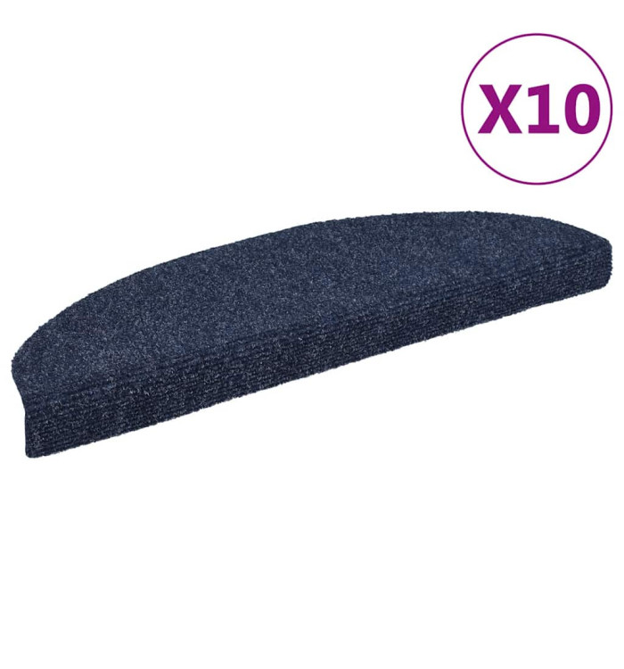 Tapis autoadhésifs de marches 10 pcs Bleu 65x21x4 cm Aiguilleté | Mobilier & Déco