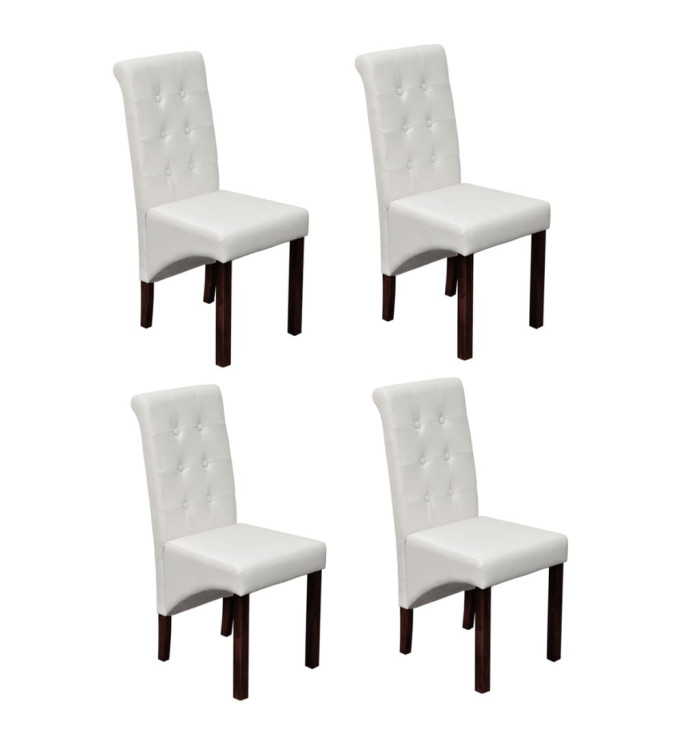 Chaises à manger lot de 4 blanc similicuir | Mobilier & Déco