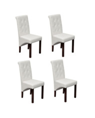 Chaises à manger lot de 4 blanc similicuir | Mobilier & Déco