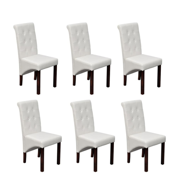 Chaises à manger lot de 6 blanc similicuir | Mobilier & Déco