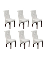 Chaises à manger lot de 6 blanc similicuir | Mobilier & Déco