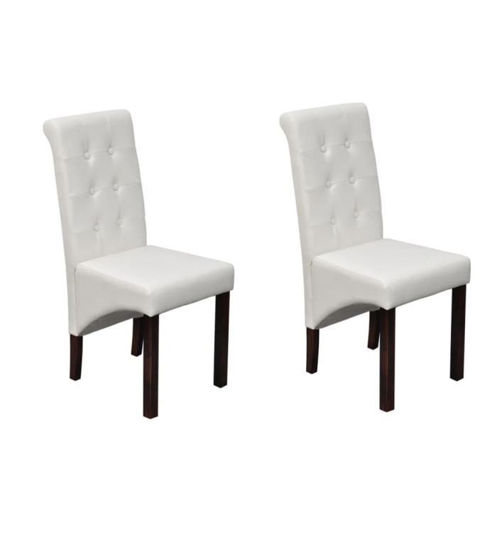Chaises à manger lot de 2 blanc similicuir | Mobilier & Déco