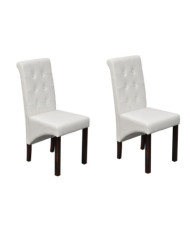 Chaises à manger lot de 2 blanc similicuir | Mobilier & Déco