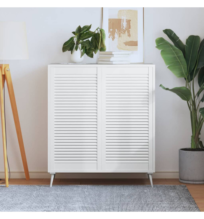 Portes d'armoire à persiennes 2pcs blanc 99,3x49,4cm pin massif | Mobilier & Déco
