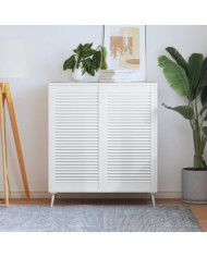 Portes d'armoire à persiennes 2pcs blanc 99,3x49,4cm pin massif | Mobilier & Déco
