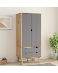 Garde-robe OTTA Marron et gris 76,5x53x172 cm Bois massif pin | Mobilier & Déco