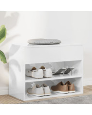 Banc à chaussures Blanc brillant 60x30x45 cm Bois d’ingénierie | Mobilier & Déco