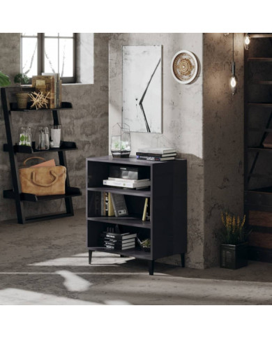 Buffet gris brillant 57x35x70 cm bois d'ingénierie | Mobilier & Déco