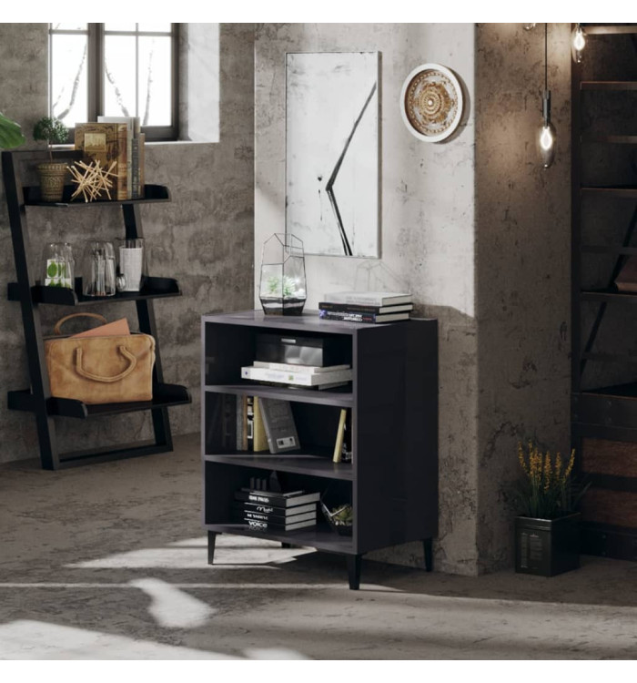 Buffet gris brillant 57x35x70 cm bois d'ingénierie | Mobilier & Déco