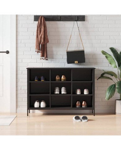 Armoire à chaussures noir 100x35x70 cm bois d'ingénierie | Mobilier & Déco