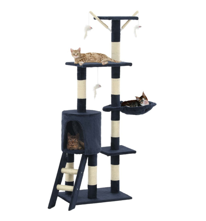 Arbre à chat avec griffoirs en sisal 138 cm Bleu foncé | Mobilier & Déco
