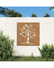 Décoration murale jardin 55x55 cm acier corten design d'arbre | Mobilier & Déco