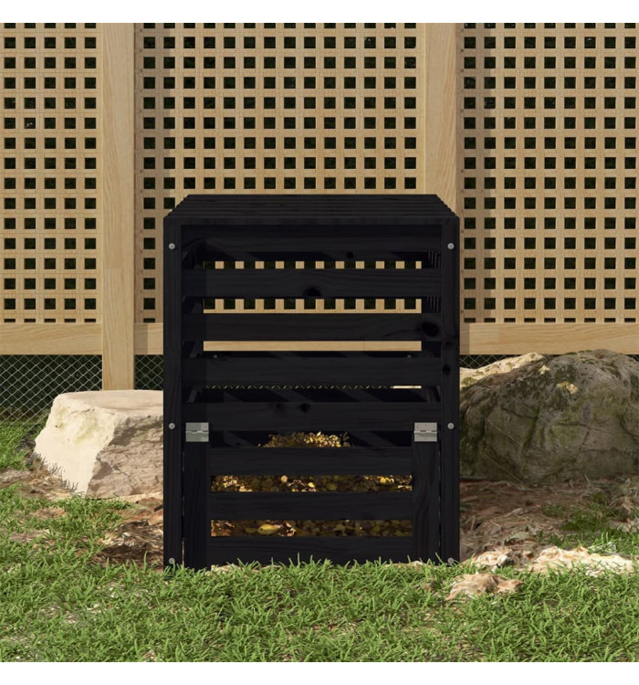 Composteur Noir 63,5x63,5x77,5 cm Bois massif de pin | Mobilier & Déco